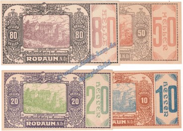 Rodaun , Notgeld Set mit 4 Scheinen in kfr. K-K 840.II.a , Wien o.D.