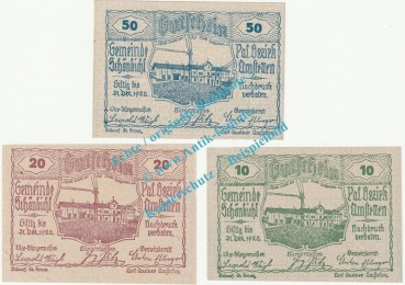 Schönbichl , Notgeld Set mit 3 Scheinen in kfr. K-K 969.III ,  Niederösterreich 1920