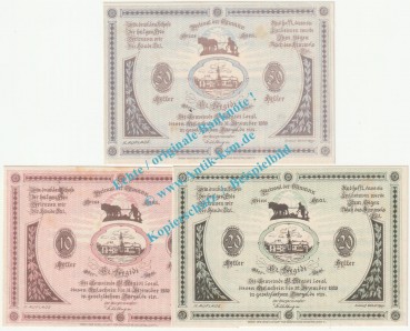 St. Aegidi , Notgeld Set mit 3 Scheinen in kfr. K-K 875.II.a , Oberösterreich 1920