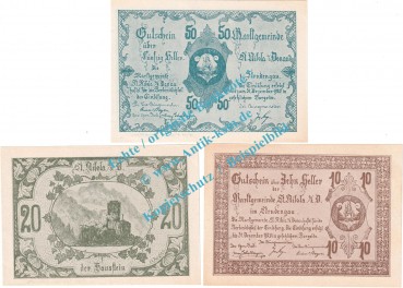 St.Nikola a.d.D. Notgeld Set mit 3 Scheinen in kfr. K-K 914.III.a , Oberösterreich o.D.