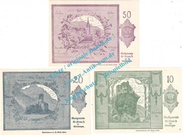 St.Nikola a.d.D. Notgeld Set mit 3 Scheinen in kfr. K-K 914.II , Oberösterreich o.D.