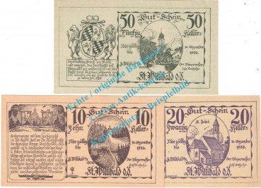 St.Willibald , Notgeld Set mit 3 Scheinen in kfr. K-K 946... Oberösterreich 1920