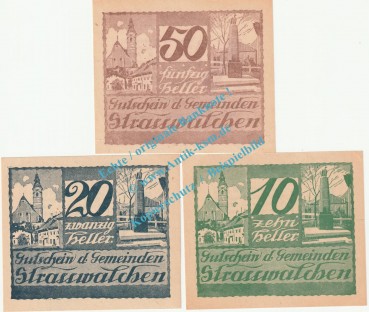 Strasswalchen , Notgeld Set mit 3 Scheinen in kfr. K-K 1047... Salzburg 1920