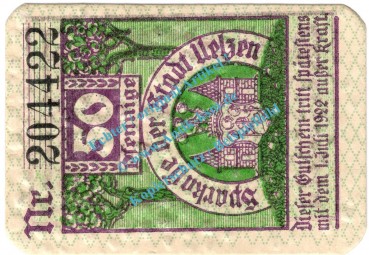 Uelzen , Notgeld 50 Pfennig Schein in kfr. Tieste 7505.10.16 , Niedersachsen o.D. Verkehrsausgabe