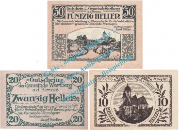 Wartberg a.d.K. Notgeld Set mit 3 Scheinen in kfr. K-K 1141... Oberösterreich o.D.