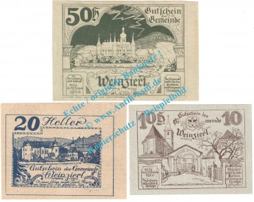 Weinzierl b.W. Notgeld Set mit 3 Scheinen in kfr. K-K 1153... , Niederösterreich o.D.