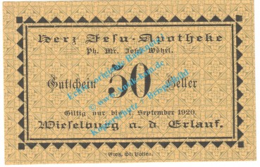 Wieselburg a.d.E. Notgeld 50 Heller Schein in kfr. K-K 1232.d , Niederösterreich o.D.