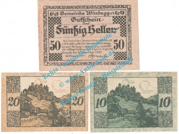 Windegg , Notgeld Set mit 3 Scheinen in kfr. K-K 1241... Oberösterreich 1920