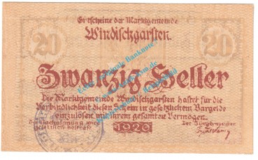 Windischgarsten , Notgeld 20 Heller -Stpl- in kfr. K-K 1245.II.b , Oberösterreich o.D.