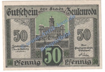 Zeulenroda , Notgeld 50 Pfennig -Wz- in kfr. Tieste 8210.05.12 , Thüringen 1918 Verkehrsausgabe