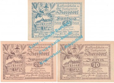 Ziersdorf , Notgeld Set mit 3 Scheinen in kfr. K-K 1276... Niederösterreich o.D.