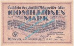 Ahrweiler , Notgeld 100 Millionen Mark -v.Kreise- in gbr. Keller 28.a , Rheinland 1923 Grossnotgeld Inflation