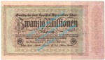 Ahrweiler , Notgeld 20 Millionen Mark -Wz- in f-kfr. Keller 28.a , Rheinland 1923 Grossnotgeld Inflation