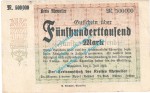 Ahrweiler , Notgeld 500.000 Mark -RS groß- in gbr. Keller 28.a , Rheinland 1923 Grossnotgeld Inflation