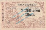 Ahrweiler , Notgeld 5 Million Mark -schwarz- in f-kfr. Keller 28.a.45 , Rheinland 1923 Grossnotgeld Inflation