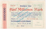 Ahrweiler , Notgeld 5 Million Mark Schein in gbr. Keller 28.a.43 , Rheinland 1923 Grossnotgeld Inflation