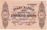 Alfeld , Banknote 20 Mark Schein in kfr. Geiger 007.05.a , Niedersachsen 1918 Grossnotgeld