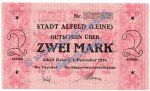 Alfeld , Banknote 2 Mark MUSTER-Schein in kfr. Geiger 007.02.M , Niedersachsen 1918 Grossnotgeld