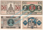 Allenstein , Notgeld 2 Sets mit 4 Scheinen in kfr. M-G 13.1-2 , Ostpreussen 1921 Seriennotgeld