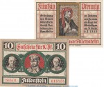 Allenstein Notgeld , M-G 13.2 Set mit 2 Scheinen in kfr. von 1921 , Ostpreussen Seriennotgeld