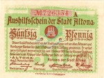 Altona , Notgeld 50 Pfennig Schein unc-kfr. Ti.0080.70.01 , Schleswig Holstein 1918 Verkehrsausgabe