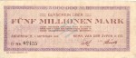 Andernach , Banknote 5 Million Mark Schein in gbr. Keller 99.c , Rheinland 1923 Inflation