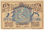 Angerburg , Notgeld 25 Pfennig -Fehldruck- in kfr. M-G 33.1.b , Ostpreussen 1921 Seriennotgeld