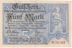 Annaberg , Banknote 5 Mark Schein in f-kfr.E , Geiger 017.01 , Sachsen 1918 Grossnotgeld