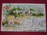 Ansichtskarte , Litho  Postkarte der Stadt Leipzig , Sachsen , Motiv Industrie und Gewerbeausstellung 1897 , gelaufen im Jahr 1898 , gute Erhaltung siehe Bilder