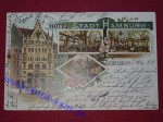 Ansichtskarte , Postkarte der Stadt Leipzig , Sachsen , Motiv Hotel Stadt Hamburg , gelaufen im Jahr 1899 , gute Erhaltung siehe Bilder