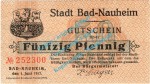 Bad Nauheim , Notgeld 50 Pfennig Nr.3 -grau- in kfr. M-G 925.2.a , Hessen 1917 Seriennotgeld