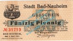 Bad Nauheim , Notgeld 50 Pfennig Schein in kfr. Tieste 4765.05.01 , Hessen 1917 Verkehrsausgabe