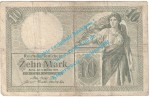 Banknote , 10 Mark Schein in gbr. DEU-53.b, P.64, Kaiserreich 1906 Reichsschuldenverwaltung