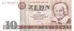 Banknote , 10 Mark Schein in kfr. DDR-21.c Ros.359, P.28 von 1971 , DDR Staatsbank