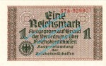 Banknote , 1 Mark Schein -o.Stpl- in kfr. ZWK.2.b, Ros.551, R.136 , Reichskreditkasse 1939 WWII