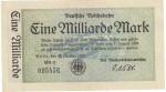 Banknote , 1 Milliarde Mark Schein in kfr. RVM-10 , S.1020 von 1923 , deutsche Reichsbahn - Inflation