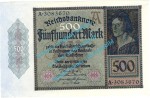 Banknote , 500 Mark Schein in kfr. DEU-80, Ros.70, P.73 , 1922 Weimarer Republik