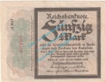 Banknote , 50 Mark Schein in gbr. DEU-44.e, Ros.56, P.64, Kaiserreich - deutsche Reichsbank -b-