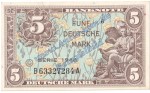 Banknote , 5 Mark Schein in kfr. WBZ-4, Ros.236, P.4a von 1948 , Bank deutscher Länder , Kopfgeld
