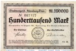 Banknote Altenburg , 100.000 Mark Schein in gbr. Keller 55.b , 08.1923 , Thüringen Großnotgeld Inflation
