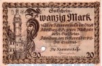 Banknote Altenburg , 20 Mark Schein in gbr. E , Geiger 011.05 , 15.11.1918 , Sachsen Großnotgeld
