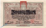 Banknote Altona , 20 Mark Schein in kfr. Geiger 012.10.a , 02.11.1918 , Schleswig Holstein Großnotgeld