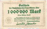 Banknote Altona , Reichsbahn , 1 Millionen Mark Schein in gbr. Keller 80.d , 08.08.1923 , Schleswig Holstein Inflation