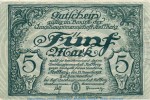 Banknote Amtshauptmannschaft Stollberg , 5 Mark in gbr. Geiger 511.01.b  von 1918 , Sachsen Großnotgeld