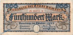Banknote Bamberg , 500 Mark Schein in gbr. Müller 190.2 , 1922 , Bayern Großnotgeld Inflation