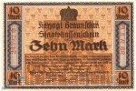 Banknote Braunschweig , 10 Mark Schein in kfr. E , Geiger 059.04.b , 15.10.1918 , Niedersachsen Großnotgeld