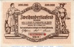 Banknote Chemnitz , 200.000 Mark Schein in l-gbr. Keller 740.f , 24.08.1923 , Sachsen Großnotgeld Inflation