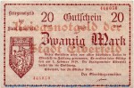 Banknote Elberfeld , 20 Mark Schein in kfr. Geiger 124.07 , 25.10.1918 , Rheinland Großnotgeld