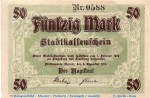 Banknote Fürstenwalde , 50 Mark Schein in kfr. Geiger 164.03 , 03.12.1918 , Brandenburg Großnotgeld