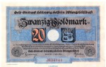 Banknote Gold Girobank Kiel , 20 Goldmark Schein in kfr. Müller 2790.11 von 1924 Schleswig Holstein Inflation